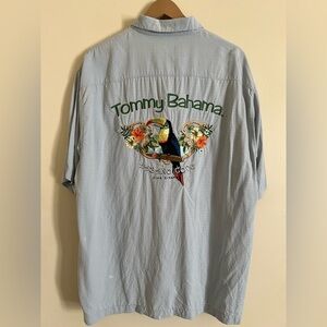 Tommy Bahama Habano Cove Cigars Embroidered Silk Button Shirt XL *HAS FLAWS*